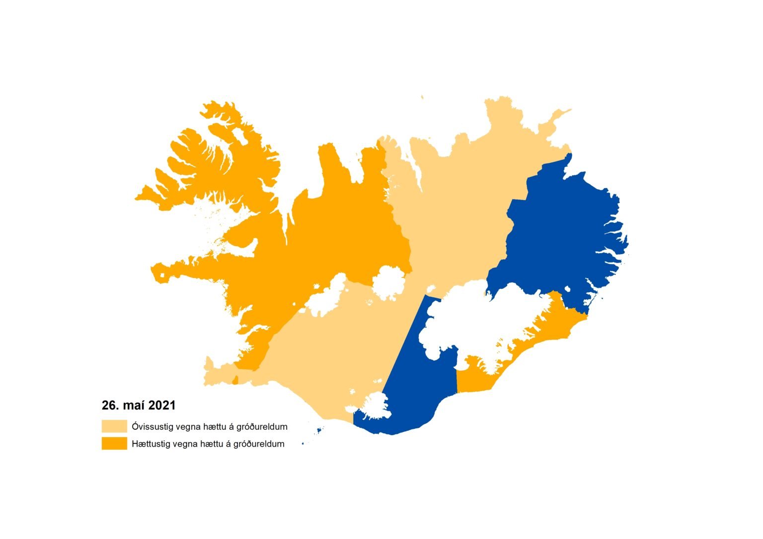 Óvissustig vegna hættu á gróðureldum á Norðurlandi eystra